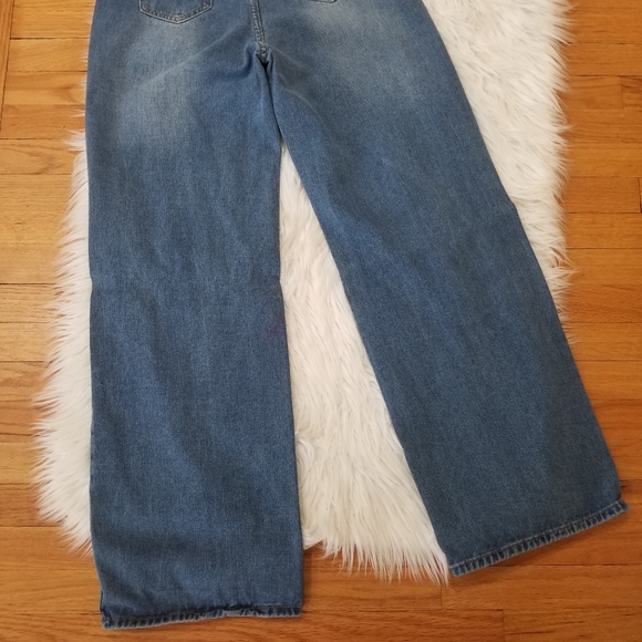 SHEIN High Waist Wide Leg Jeans with Holes on the Knees Color Washed Blue Size M - Picture 7 of 16